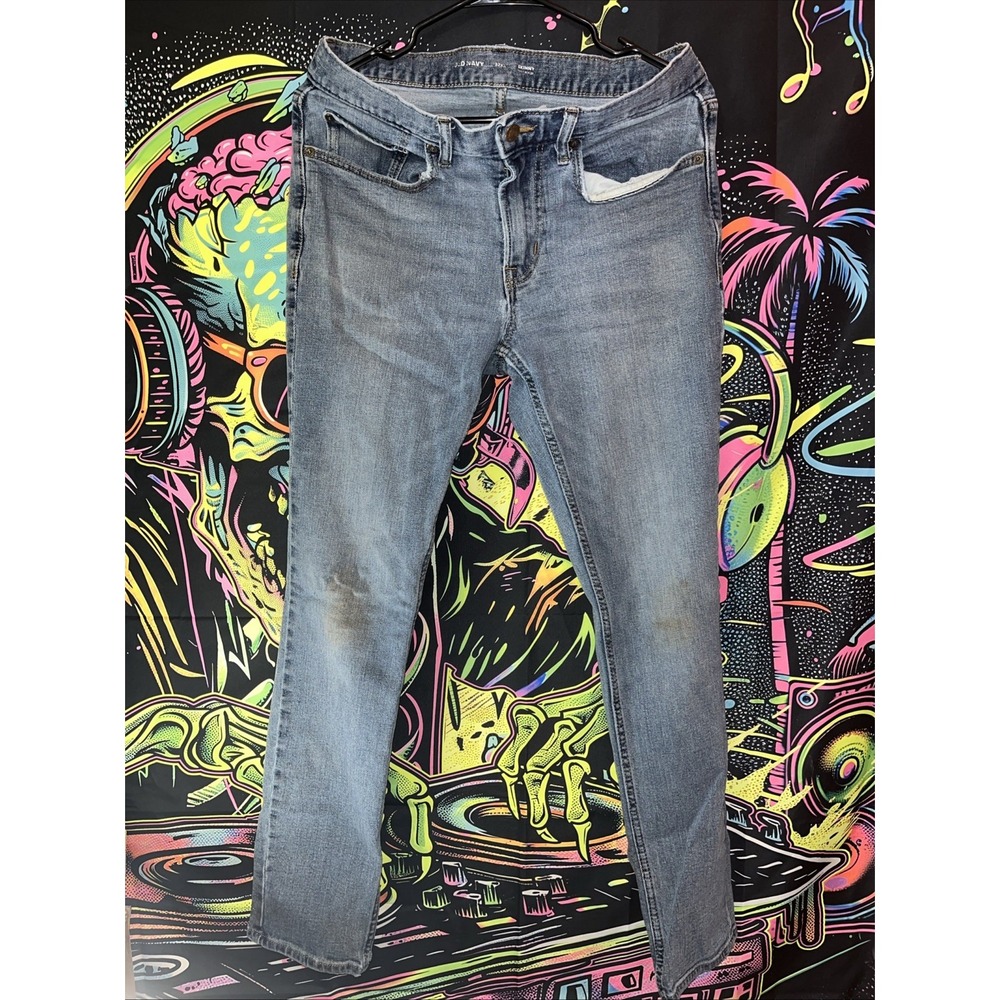 Old Navy Men's Built in Flex Skinny Blue Denim Stretch Jeans‎ Size 32x32